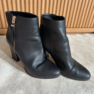 Michael Kors Black Ankle Booties with Gold Zipper